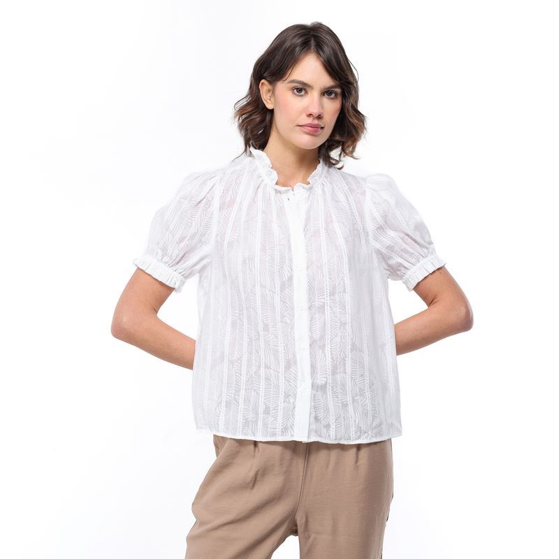 UNIVERSITY CLUB - Blusa Mujer Con Bordado Manga corta globo University Club