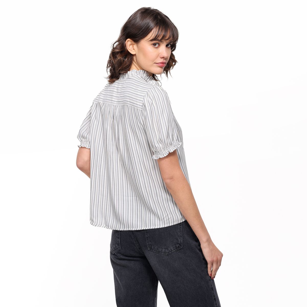 UNIVERSITY CLUB - Blusa Mujer de Rayas Manga corta globo University Club