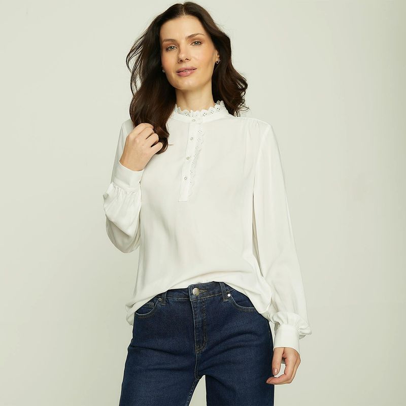 APOLOGY - Blusa Mujer con Bordado Manga larga globo Apology
