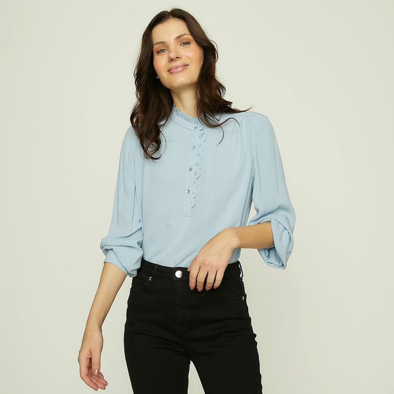 APOLOGY - Blusa Mujer con Bordado Manga larga globo Apology