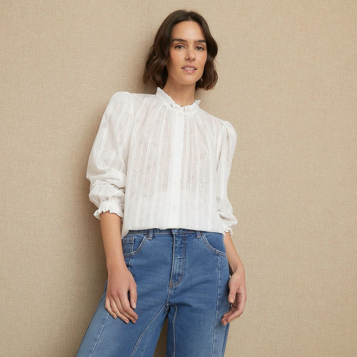 UNIVERSITY CLUB - Blusa Mujer Con Bordado Manga larga globo University Club