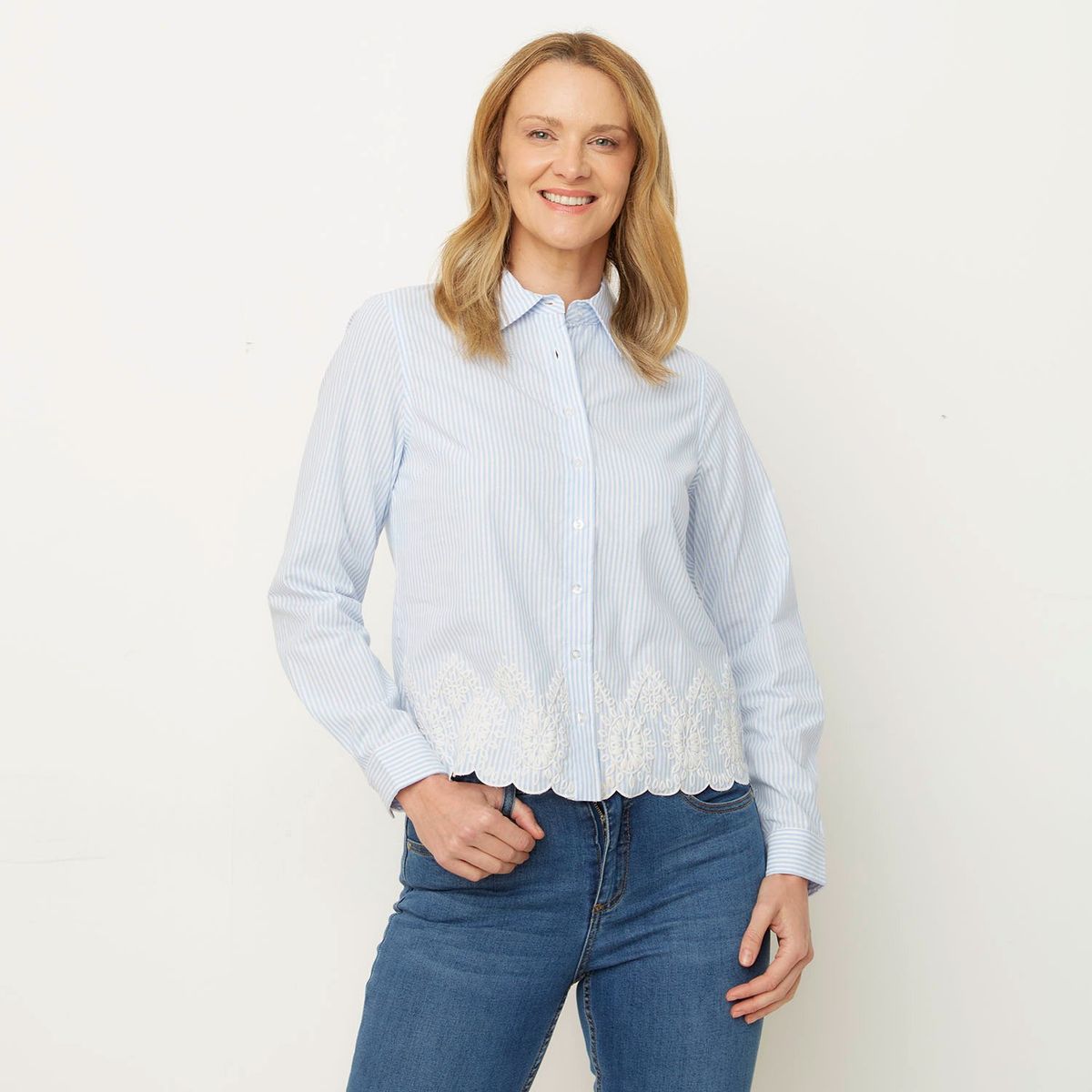 NEWPORT - Camisa Mujer con Bordado Manga larga de Algodón Newport Regular fit