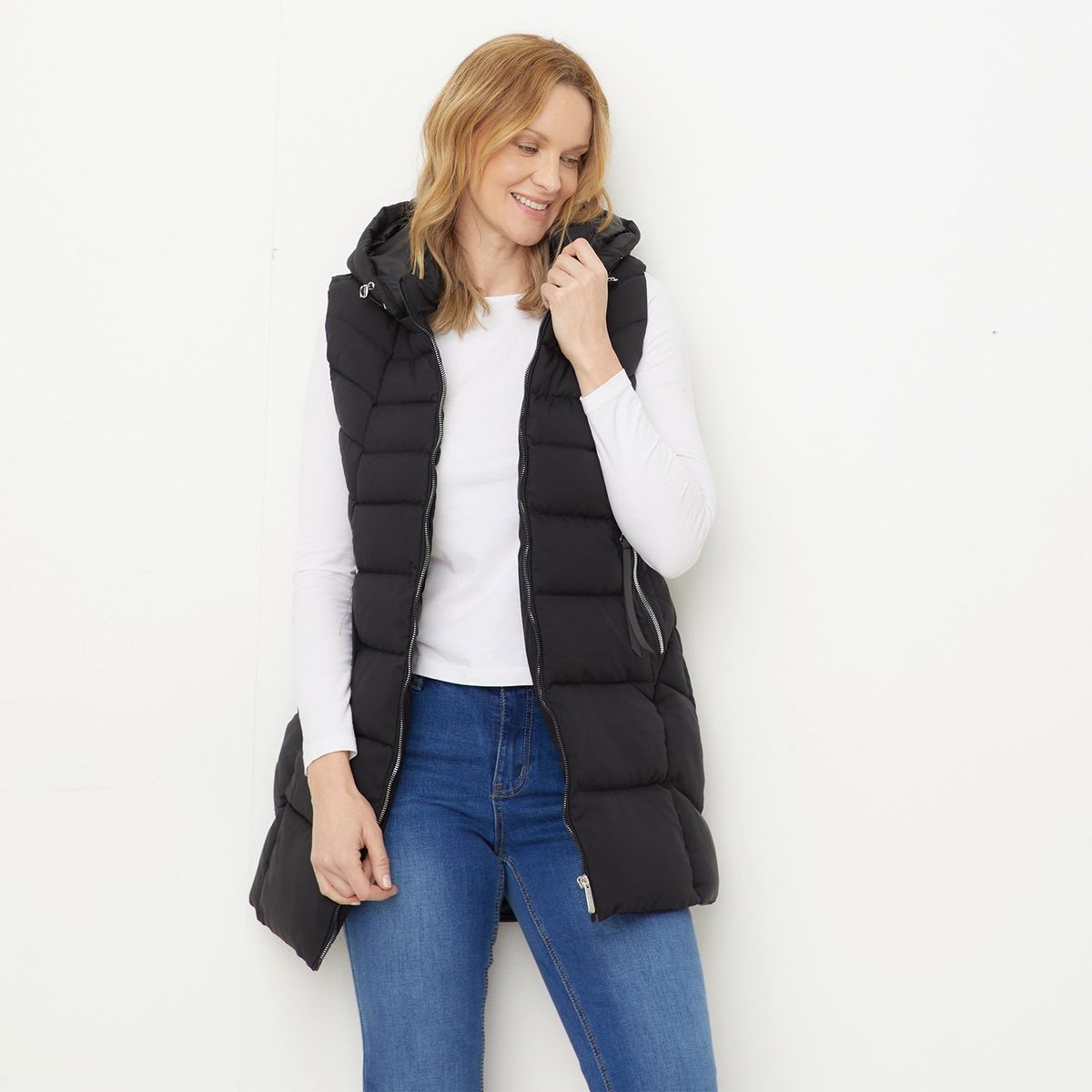 NEWPORT - Chaleco Mujer Acolchado Con capota Newport