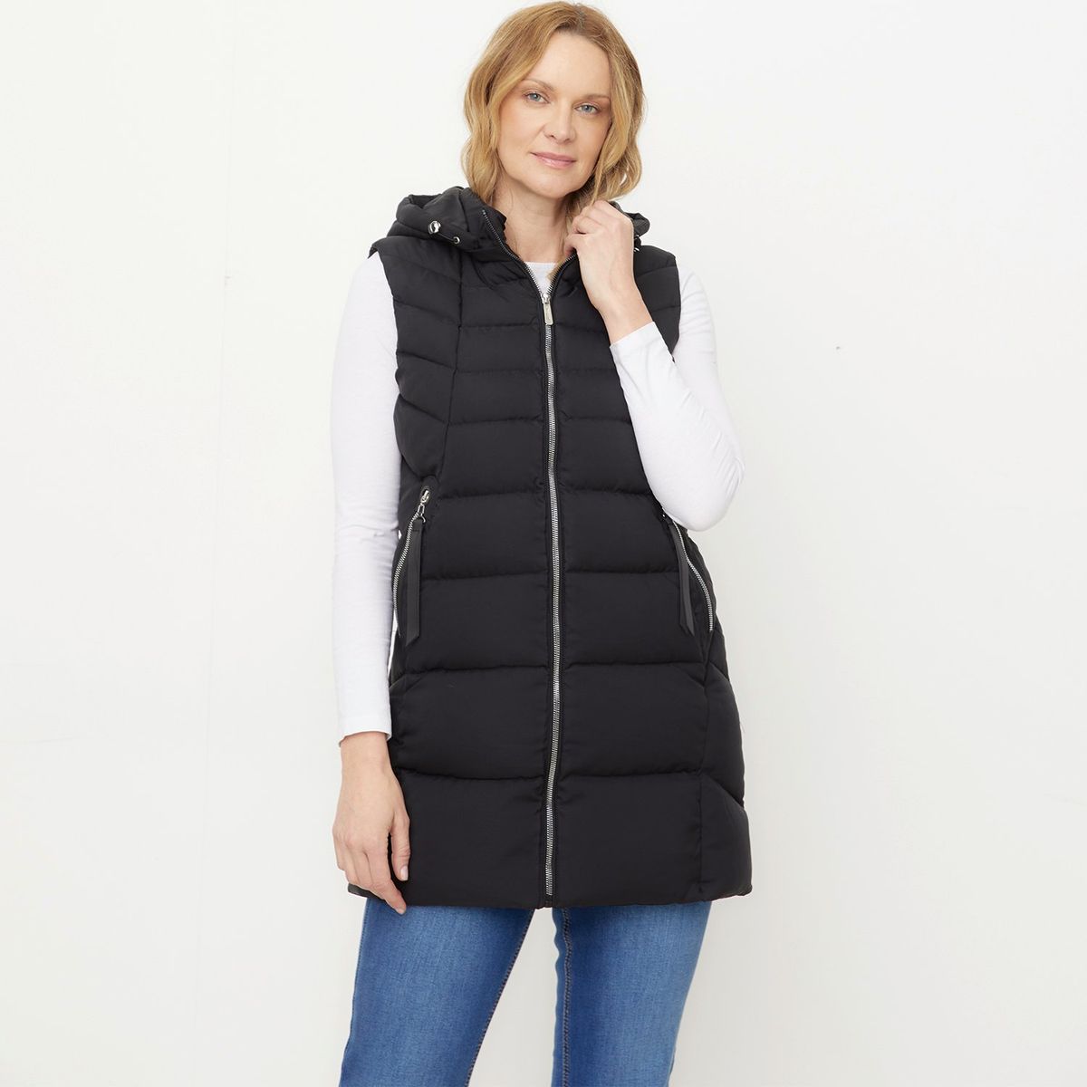 NEWPORT - Chaleco Mujer Acolchado Con capota Newport