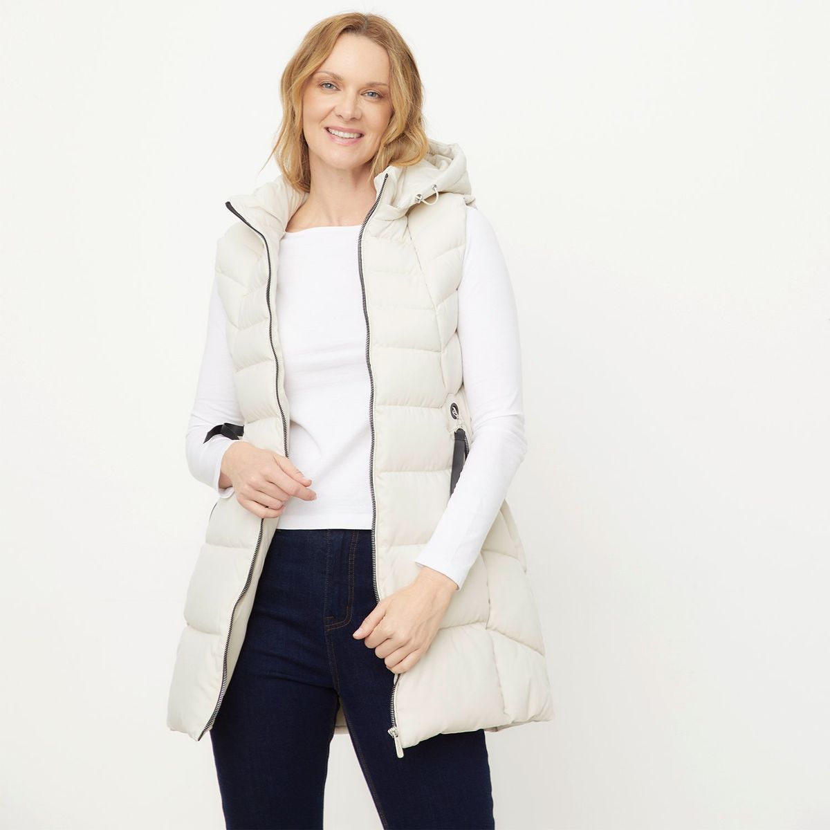 NEWPORT - Chaleco Mujer Acolchado Con capota Newport