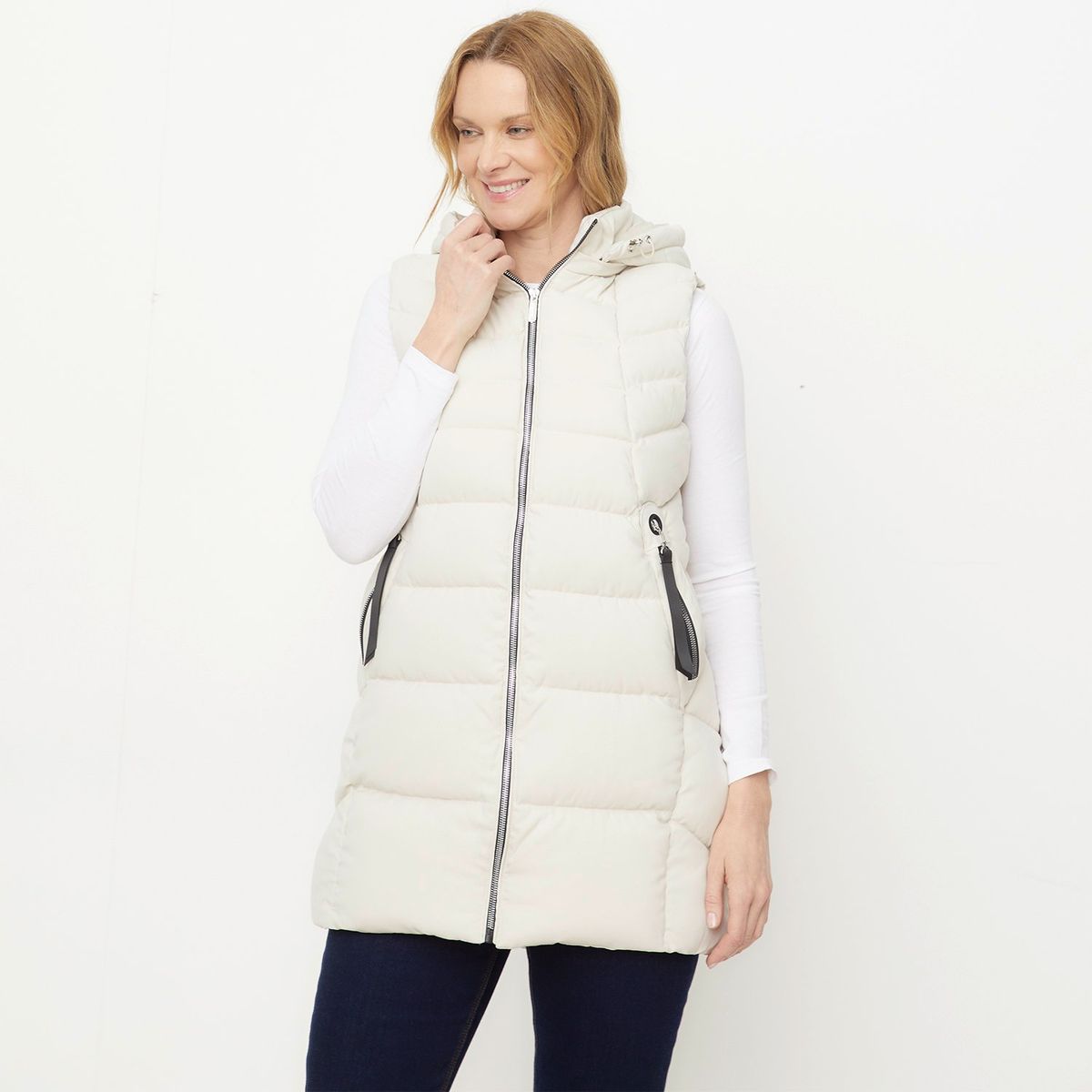 NEWPORT - Chaleco Mujer Acolchado Con capota Newport