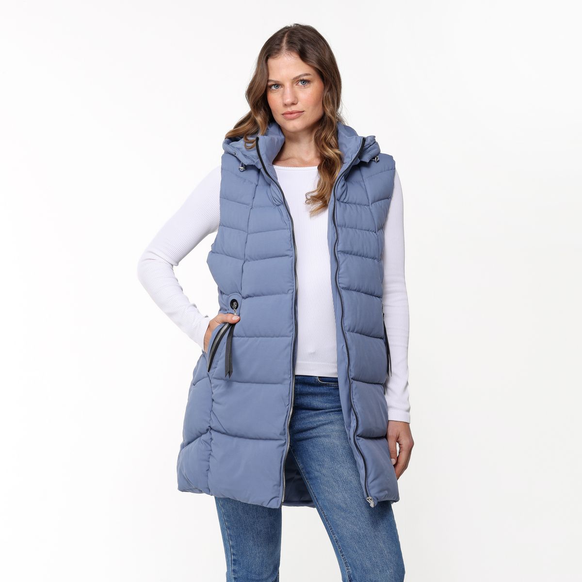 NEWPORT - Chaleco Mujer Acolchado Con capota Newport