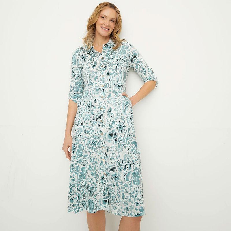 NEWPORT - Vestido Mujer Medio con Estampado Algodón Newport