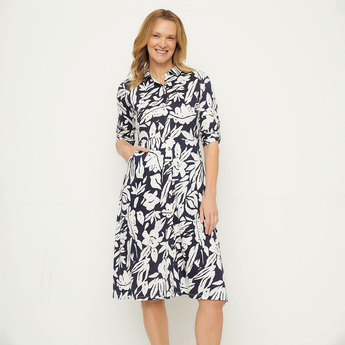 NEWPORT - Vestido Mujer Medio con Estampado Algodón Newport