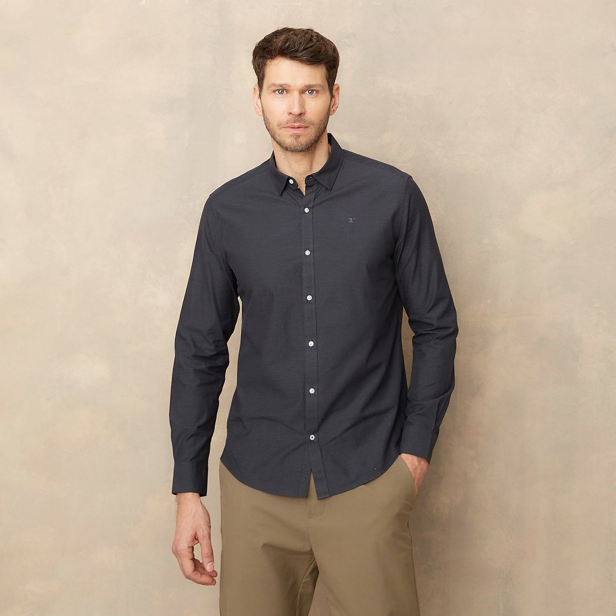 WOLF & HANK - Camisa Hombre Manga larga Slim de Algodón Wolf & Hank