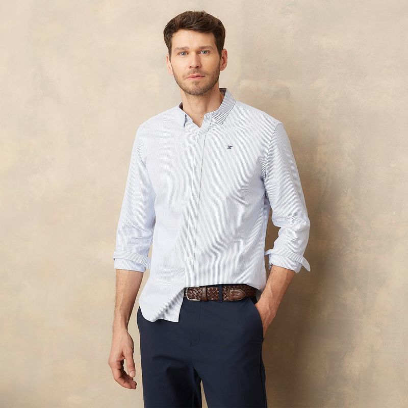 WOLF & HANK - Camisa Hombre Manga larga Slim de Algodón Wolf & Hank