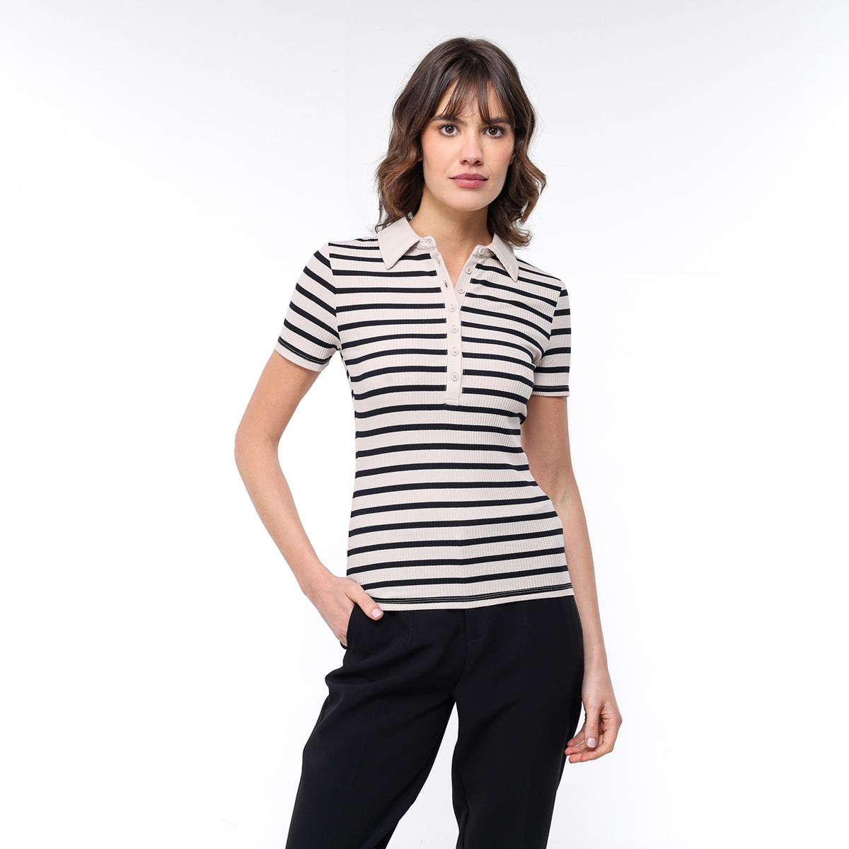 BASEMENT - Camiseta Mujer Manga corta de Algodón Basement