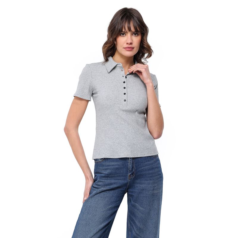 BASEMENT - Blusa Mujer Manga corta de Algodón Basement