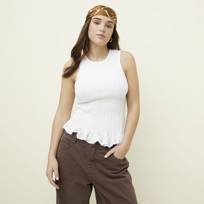 SYBILLA - Camiseta Mujer Sin mangas de Algodón Sybilla