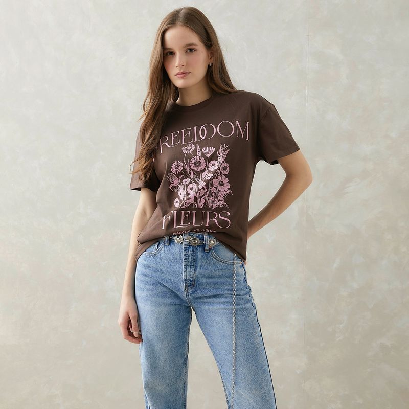SYBILLA - Camiseta Mujer con Estampado Manga corta de Algodón Sybilla
