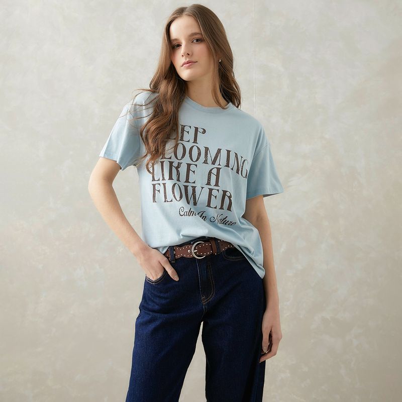 SYBILLA - Camiseta Mujer con Estampado Manga corta de Algodón Sybilla