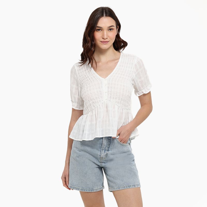 SYBILLA - Blusa Mujer Manga corta de Algodón Sybilla