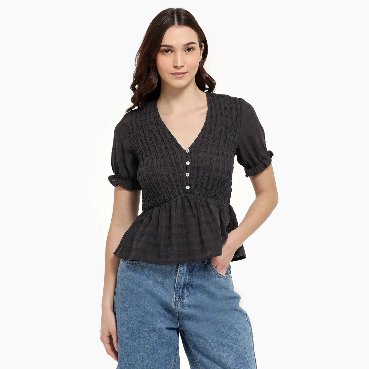 SYBILLA - Blusa Mujer Manga corta de Algodón Sybilla