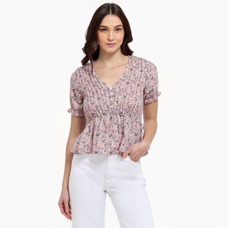 SYBILLA - Blusa Mujer Manga corta de Algodón Sybilla