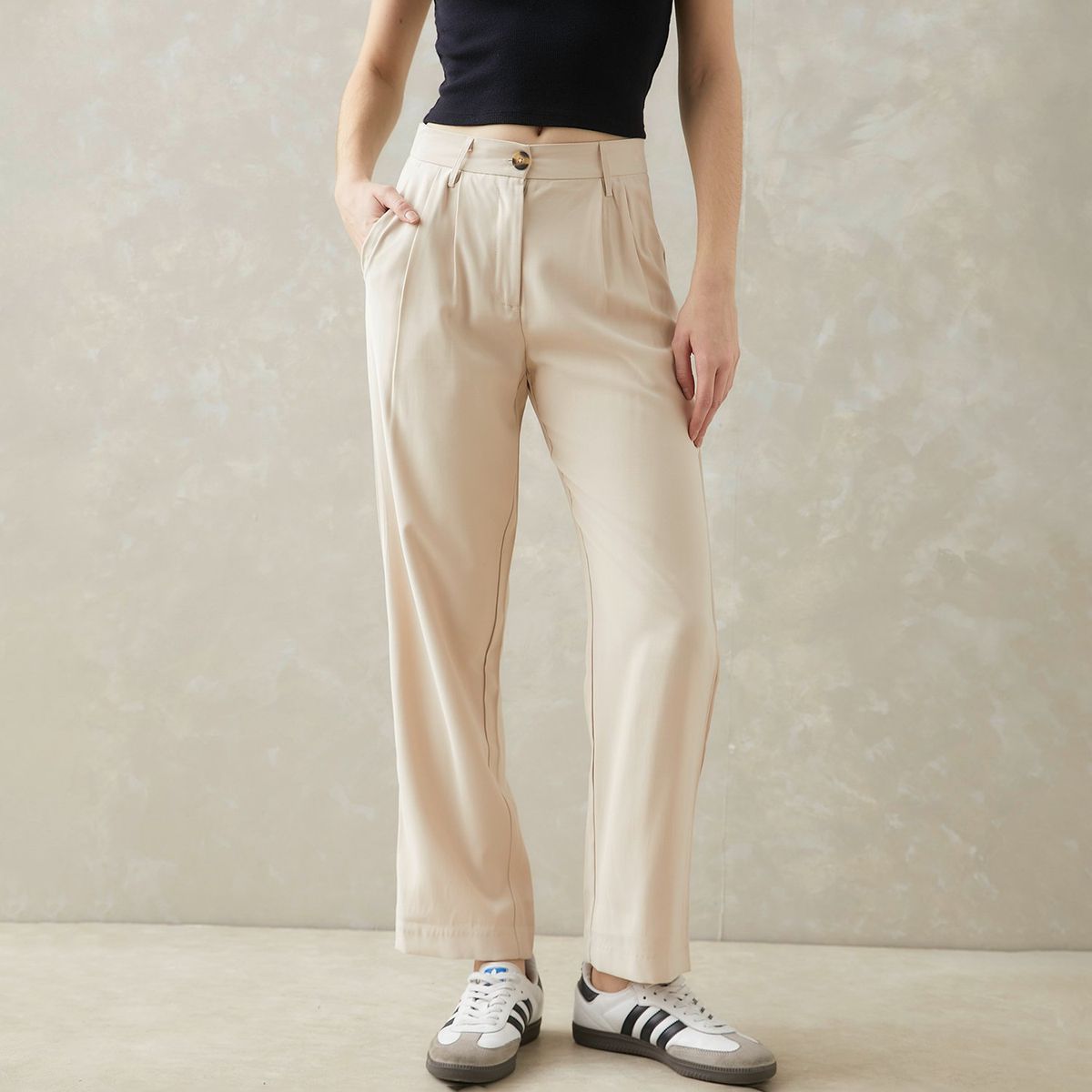 SYBILLA - Pantalón Recto Mujer Tiro alto Sybilla