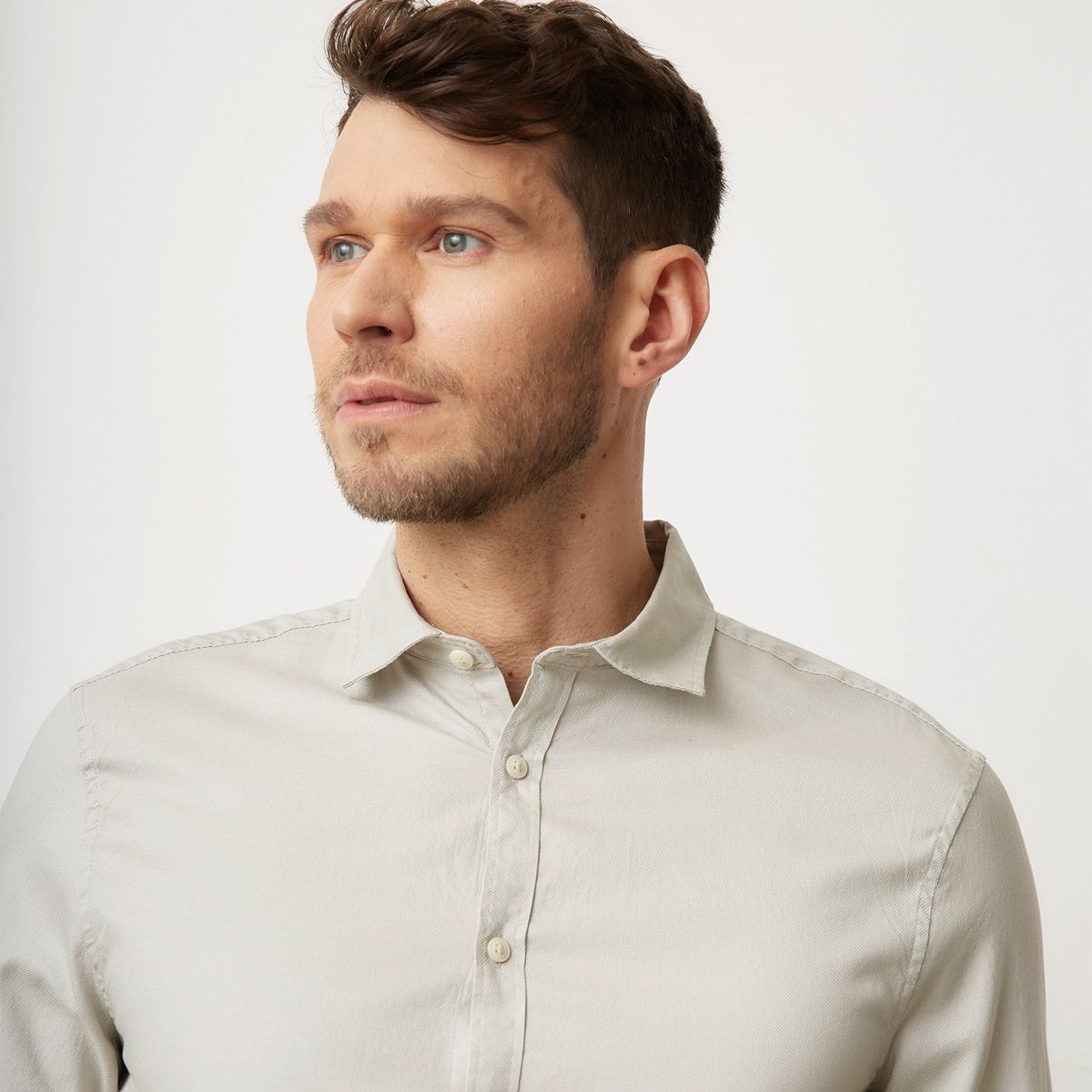 BASEMENT - Camisa Hombre Manga larga Slim Basement