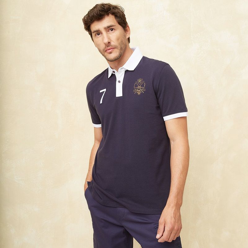 UNIVERSITY CLUB - Camiseta polo Hombre Manga corta con Estampado Regular fit de Algodón UNIVERSITY CLUB
