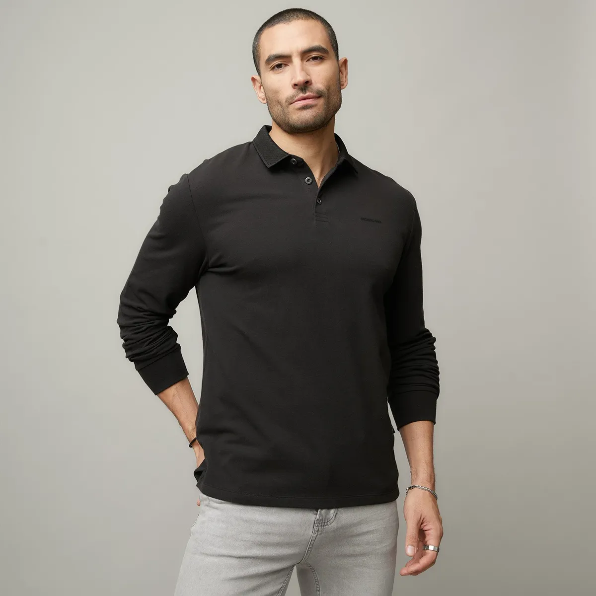 MOSSIMO - Camiseta polo Hombre Manga larga de Algodón Mossimo