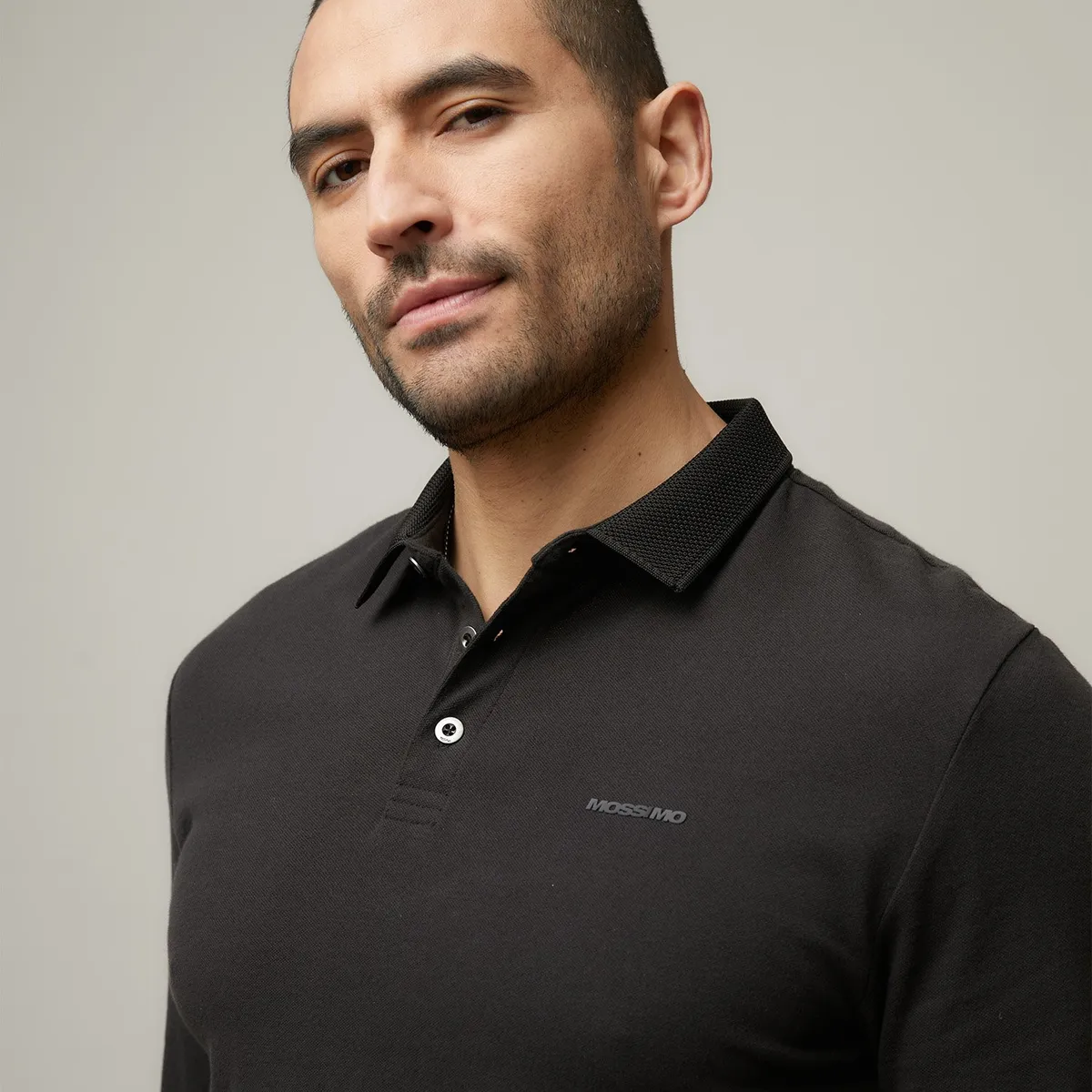 MOSSIMO - Camiseta polo Hombre Manga larga de Algodón Mossimo