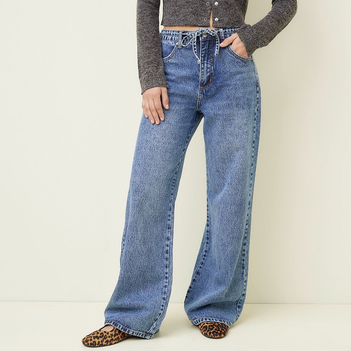 SYBILLA - Jean Wide leg Mujer Tiro medio Sybilla