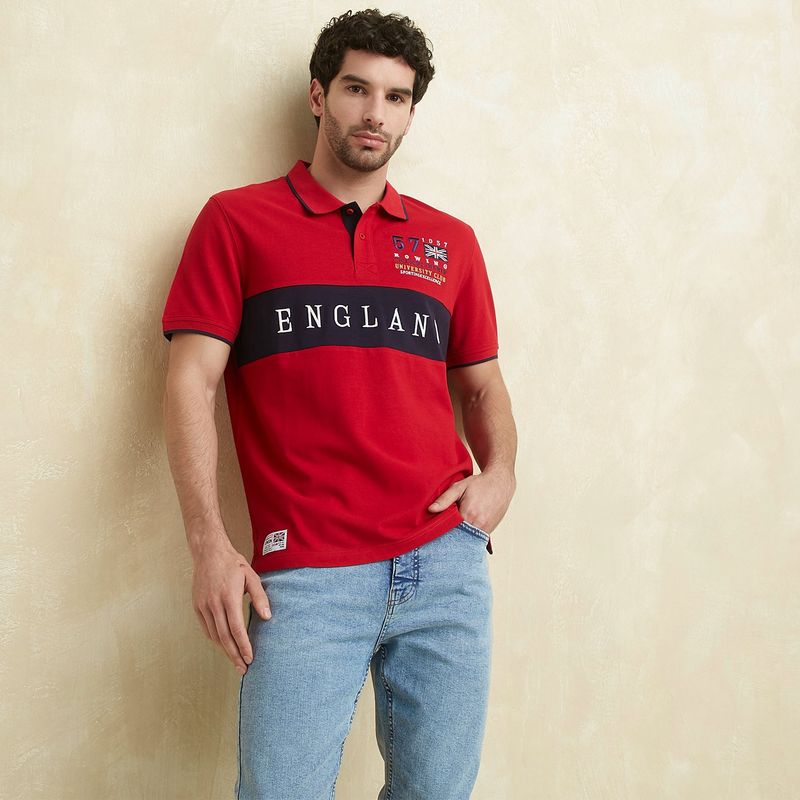 UNIVERSITY CLUB - Camiseta polo Hombre Manga corta con Estampado Regular fit de Algodón UNIVERSITY CLUB