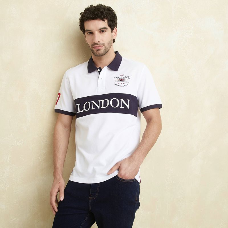 UNIVERSITY CLUB - Camiseta polo Hombre Manga corta con Estampado Regular fit de Algodón UNIVERSITY CLUB