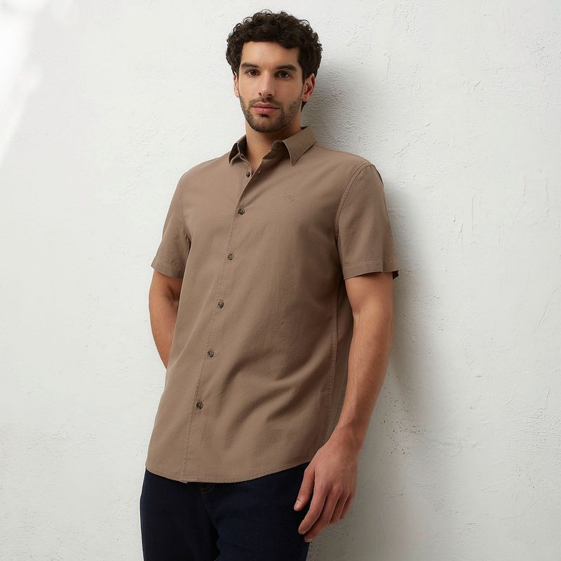 UNIVERSITY CLUB - Camisa Hombre Manga corta Recto de Algodón University Club