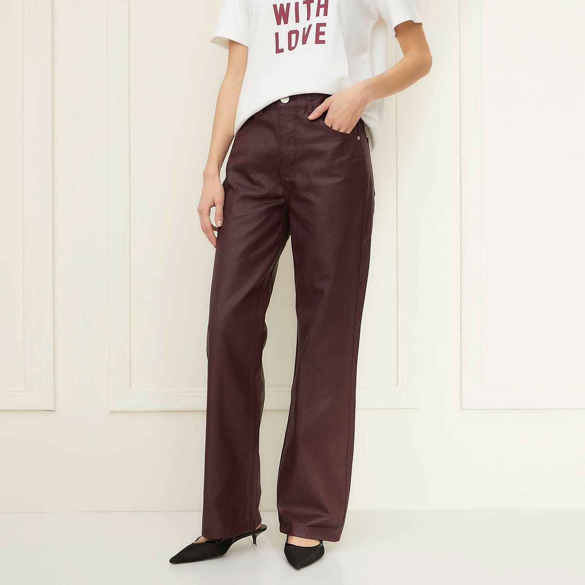 BASEMENT - Jean Wide leg Mujer Tiro medio de Algodón Basement