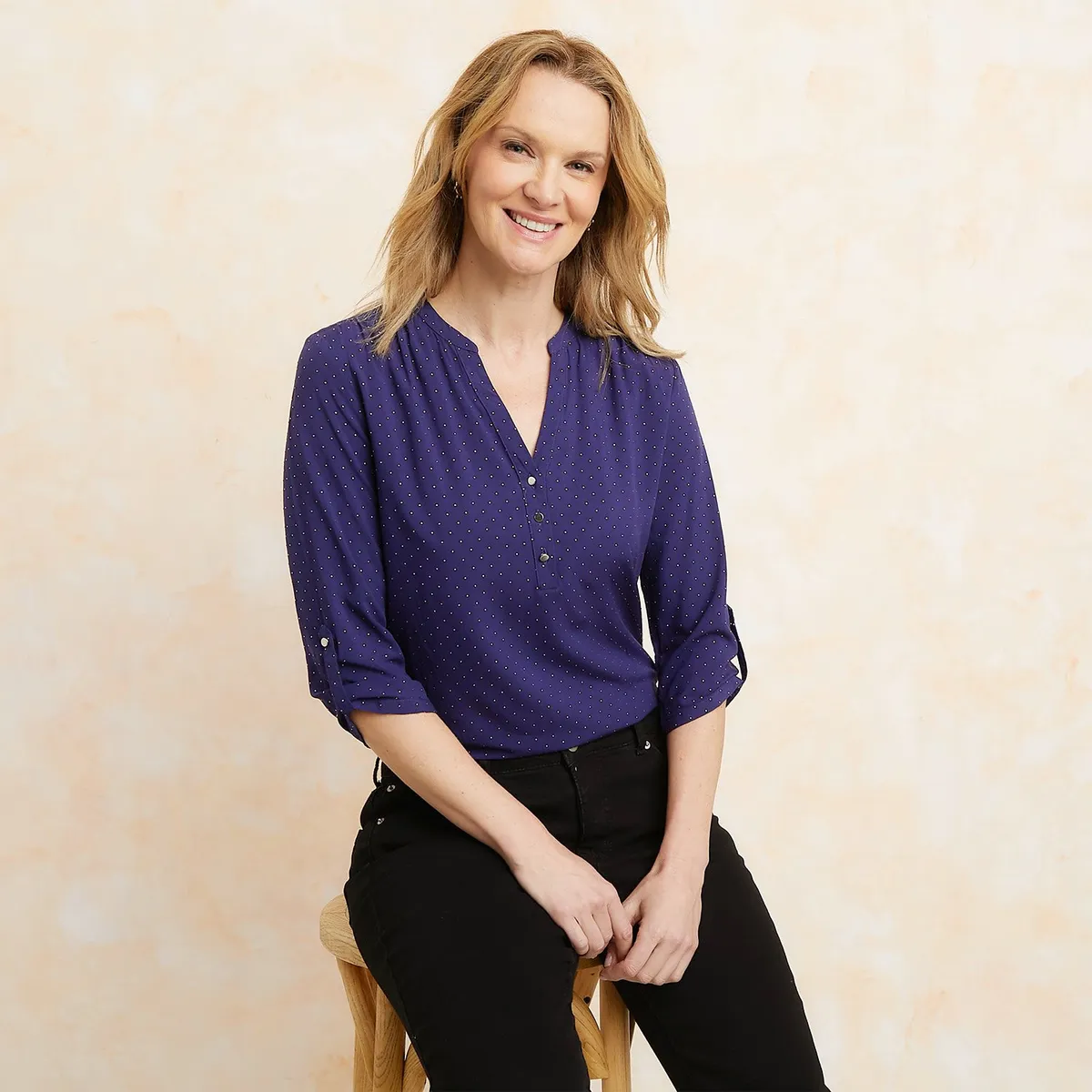 SOUTHLAND - Blusa Mujer Con aplique Manga 3/4 Southland