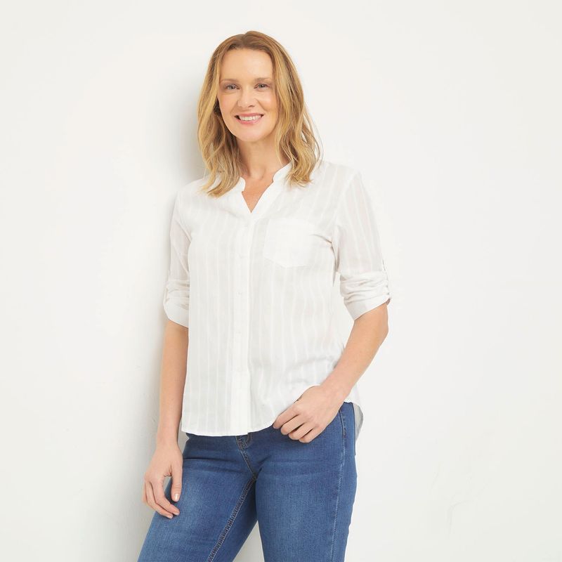 NEWPORT - Blusa Mujer de Rayas Manga 3/4 de Algodón Newport