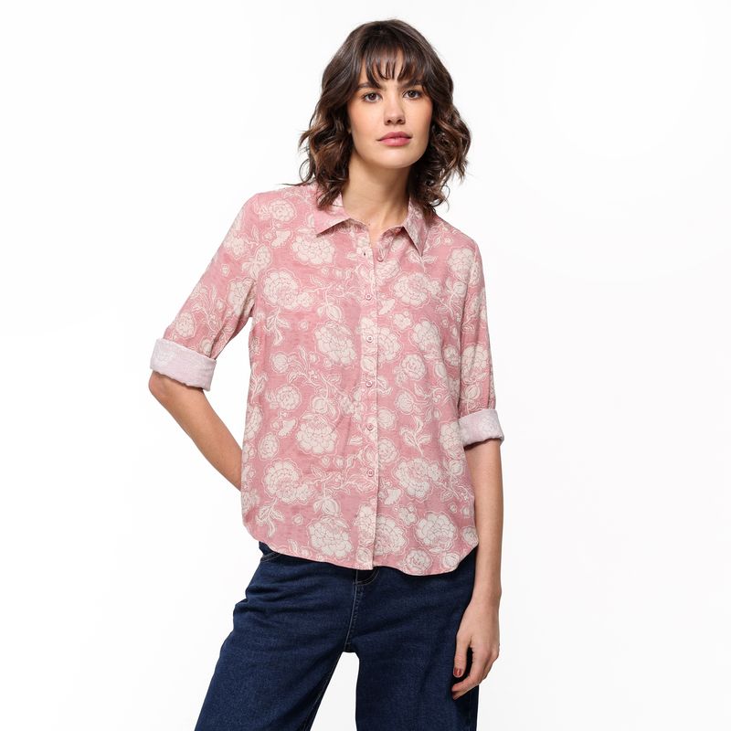 UNIVERSITY CLUB - Camisa Mujer Con Estampado Manga larga University Club