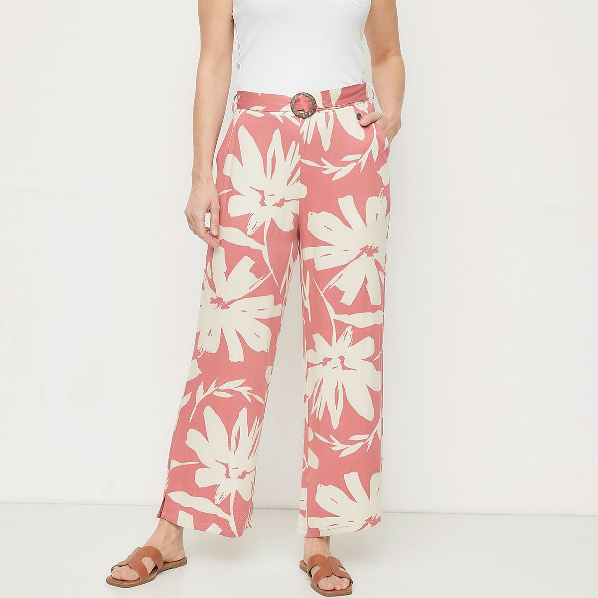 NEWPORT - Pantalón Palazzo Mujer Tiro alto con Estampado Newport
