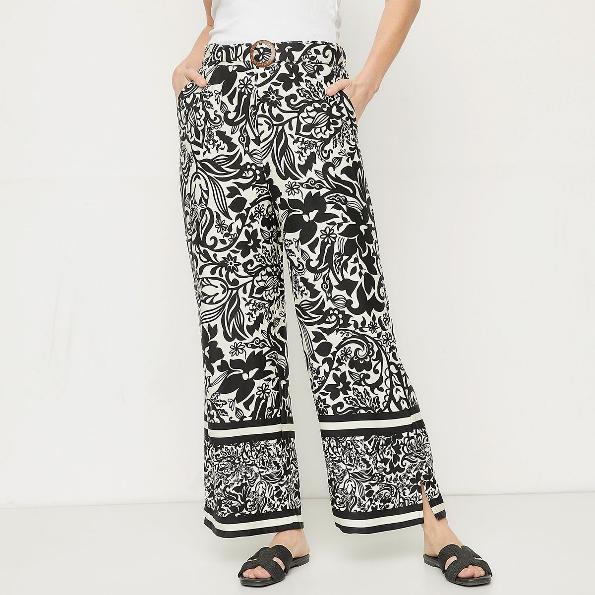 NEWPORT - Pantalón Palazzo Mujer Tiro alto con Estampado Newport