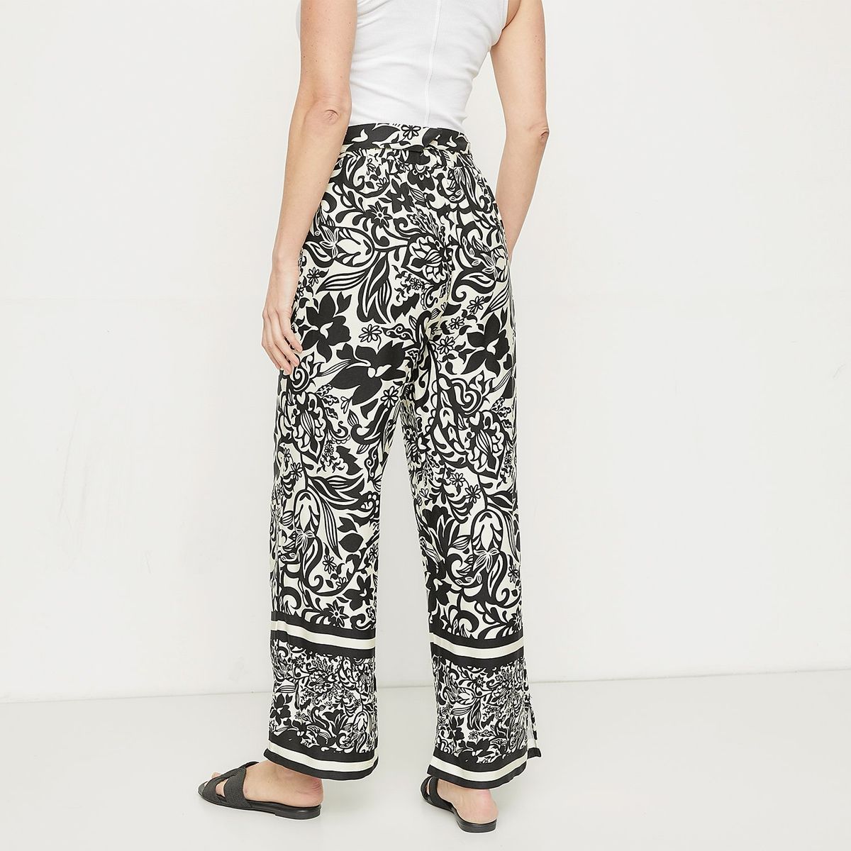 NEWPORT - Pantalón Palazzo Mujer Tiro alto con Estampado Newport