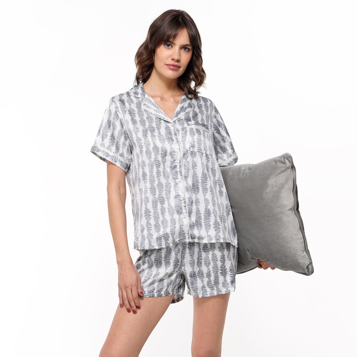 BLU - Pijama completa con Short Mujer Corto Manga corta Blu