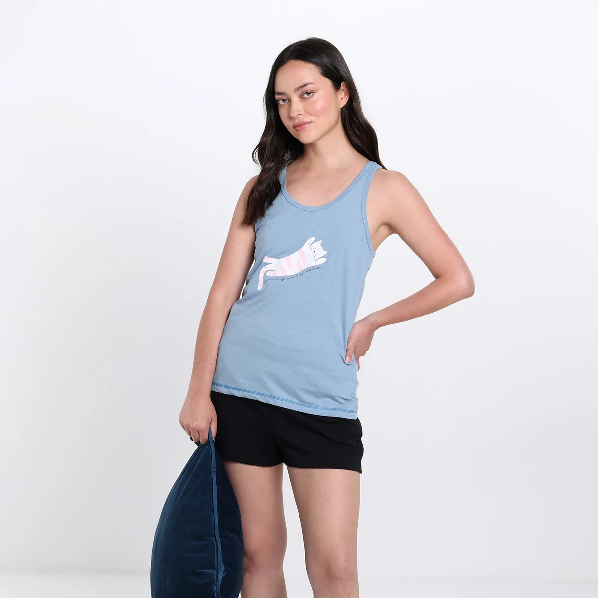 SYBILLA - Camiseta de pijama Mujer Corto Sin mangas de Algodón Sybilla