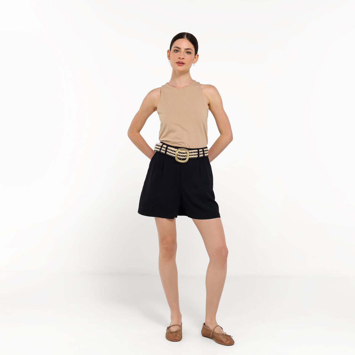 BASEMENT - Cinturón Sintet CIB106AV26 BLACK AND WHITE S/M