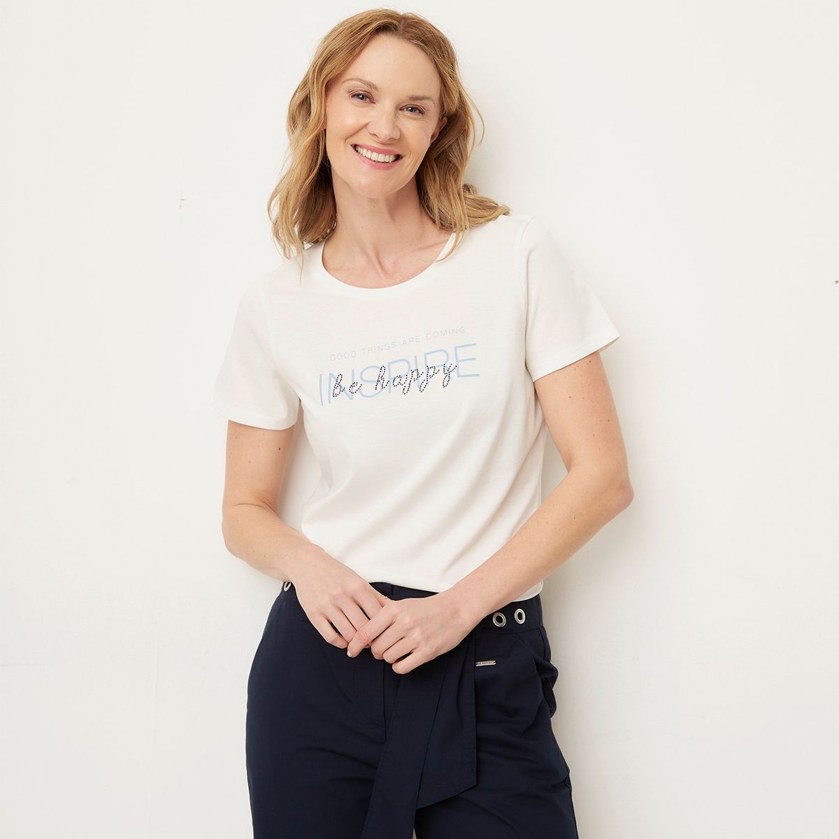 NEWPORT - Camiseta Mujer con Estampado Manga corta de Algodón Newport