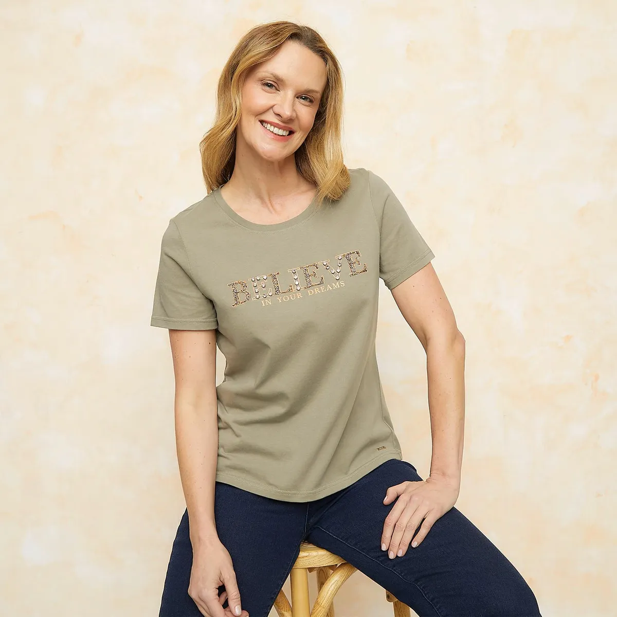 SOUTHLAND - Camiseta Mujer con Estampado Manga corta de Algodón Southland