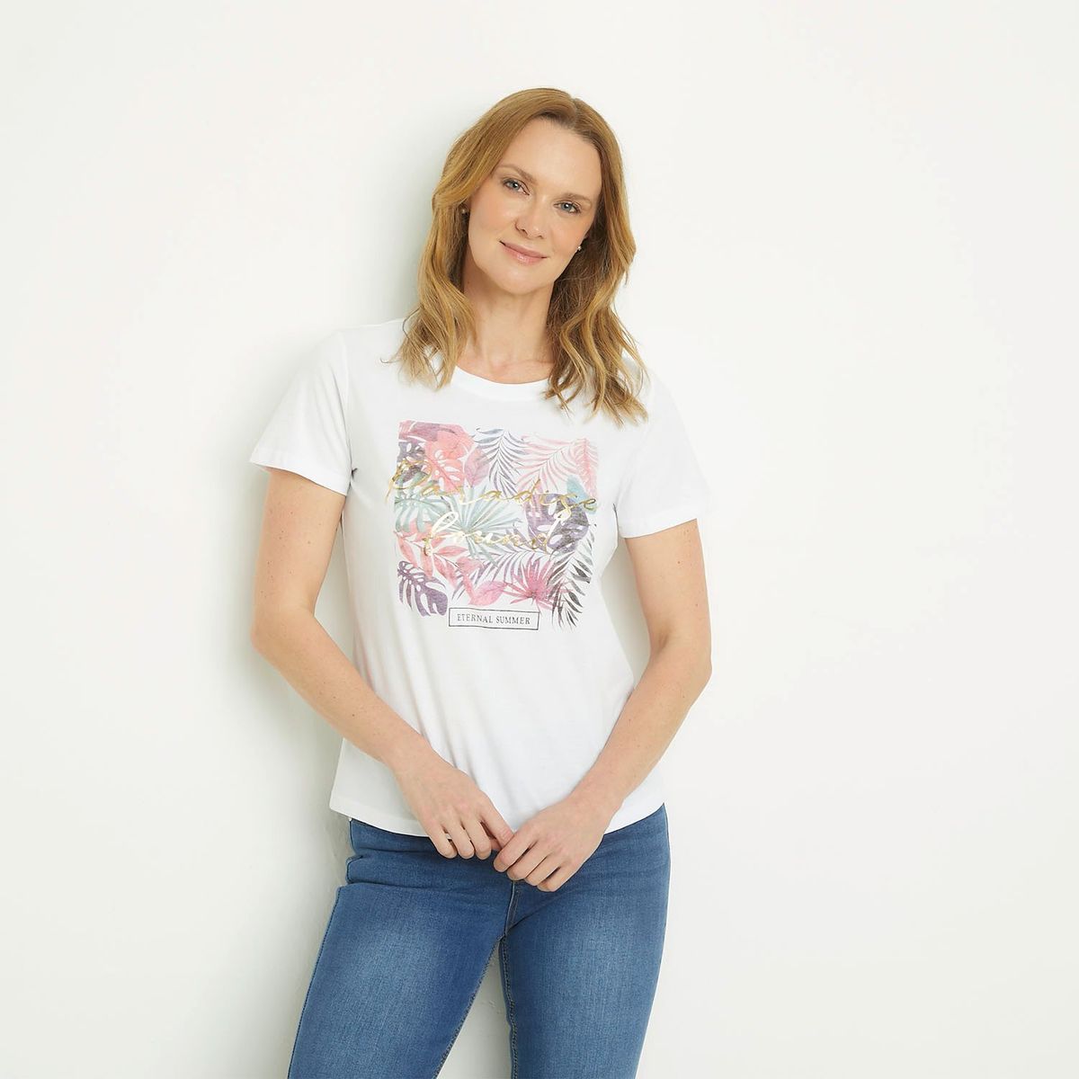 NEWPORT - Camiseta Mujer con Estampado Manga corta de Algodón Newport