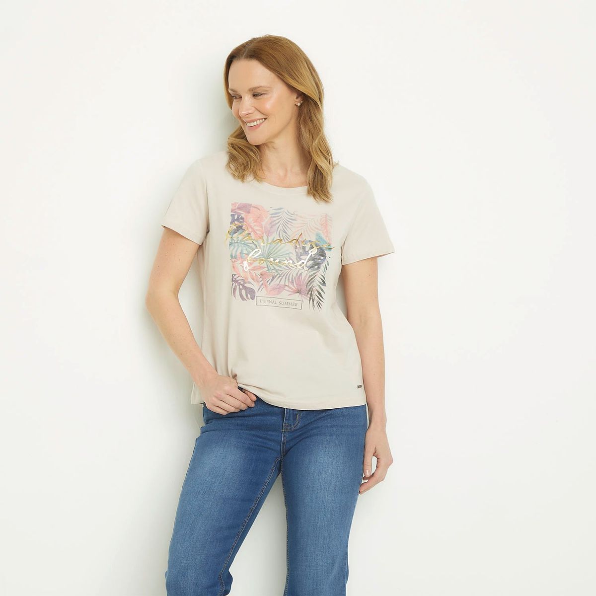 NEWPORT - Camiseta Mujer con Estampado Manga corta de Algodón Newport
