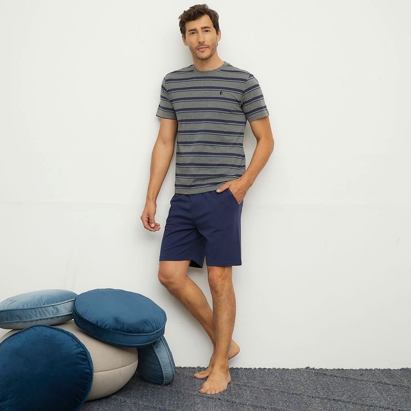 NEWPORT - Pijama Hombre Corto Manga corta de Rayas de Algodón NEWPORT