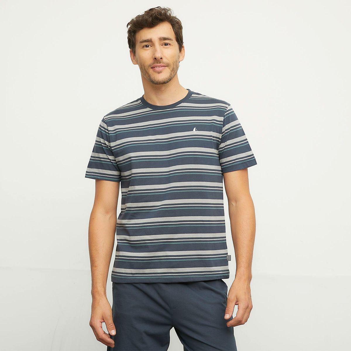 NEWPORT - Pijama Hombre Corto Manga corta de Rayas de Algodón NEWPORT