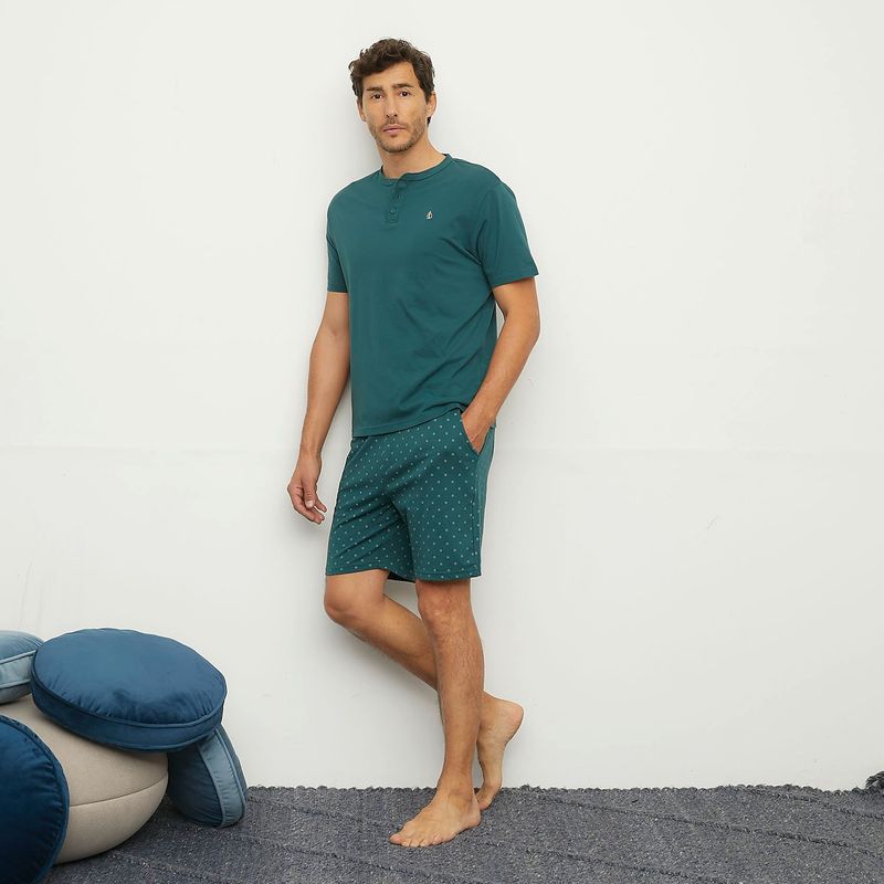 NEWPORT - Pijama Hombre Corto Manga corta con Puntos de Algodón NEWPORT