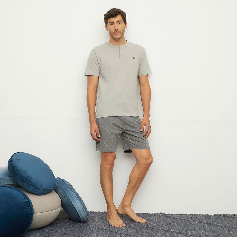NEWPORT - Pijama Hombre Corto Manga corta con Puntos de Algodón NEWPORT